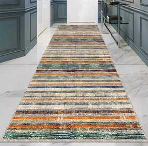 Alfombra de poliéster trenzado a rayas bohemio vintage, patrón abstracto colorido, corredor de pasillo de algodón para sala de estar, dormitorio, habitación de adolescentes - Product Image 1