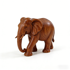 Escultura de Elefante en Madera de Ébano Africana Estilo Art Deco - Product Image 1