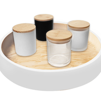 Pot de bougie de Noël en verre transparent de livraison rapide avec couvercle en bois bocaux de bougie vides en vrac environnementaux et boîte pour la fabrication de bougies