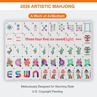 Jeu de Mahjong Américain Artistique Coloré avec Tuiles Acryliques à Dos Orange NMJL Standard Motif Personnalisé OEM ODM Vente en Gros Divertissement