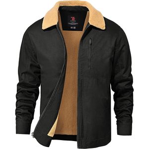 Veste d'hiver pour homme Rdruko en sherpa, coton, fermeture éclair intégrale, manteau chaud, veste de travail - Product Image 1