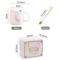 Ensemble chauffe-tasse en céramique de luxe 55 ° Tasse à café à température constante avec cuillère et serviette en forme d'ours, coffret cadeau premium