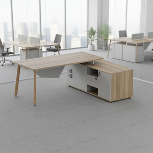 Bureau de direction avec compartiment de rangement, pieds en aluminium, moderne, durable, surface de travail pour ordinateur - Product Image 2