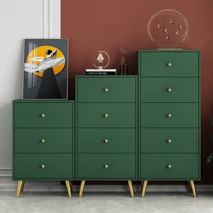 Conjunto de armários de madeira, conjunto de armários para sala de estar, com design moderno e verde, para móveis 3, 4 ou 5 gavetas