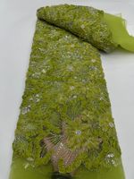 NI.AI Nouveau style Tissu en dentelle florale brodée, dentelle perlée à sequins, tissu en dentelle perlée, dentelle filet à sequins, tissu perlé