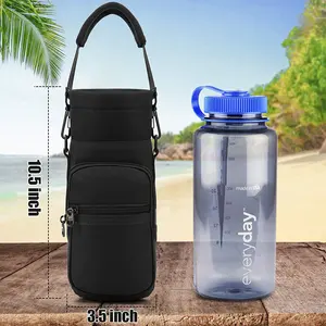 Yüksek kalite özel açık neopren kol şişe taşıyıcı tutucu yürüyüş seyahat soğutucu Sling su şişe çantası
