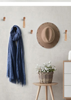 Crochets muraux décoratifs vintage écologiques en cuir pour suspendre vêtements, chapeaux, sacs, serviettes – Patères en bois