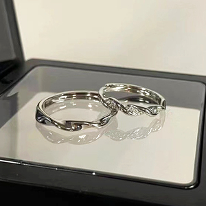 อินเทรนด์แหวนคู่ 925 เงินสเตอร์ลิงแหวนแต่งงานบิด Minimalist ปรับเครื่องประดับเงินแหวนวาเลนไทน์สําหรับของขวัญรัก - Product Image 2