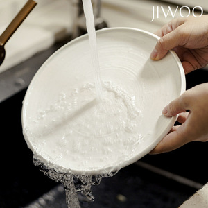 จานสเต็กเซรามิกสีพื้นเรียบง่ายทันสมัย ใช้กับไมโครเวฟได้ จานกลมแบน สำหรับร้านอาหาร โรงแรม ผลิตด้วยเตาเผาแบบง่าย - Product Image 4