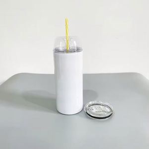Mug de voyage isotherme Superfit en acier inoxydable avec double couvercle et paille, vierge pour sublimation, idéal comme cadeau - Product Image 1