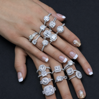 Vente en gros de bijoux en argent sterling massif 925 VVS Moissanite, diamant de laboratoire, pour femmes, cadeaux, bague de fiançailles GRA de mariage en plaqué rhodium