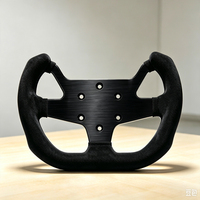 Volant de simulation de course OEM en forme de D, noir, avec rayons en aluminium brossé, logo en cuir personnalisé, volant de remplacement pour simulateur de course