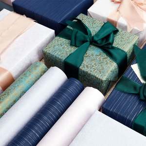 2025 New Vintage Textured Gravure Printed <b>Wrapping</b> <b>Paper</b> <b>Roll</b> 43cm*10m Disposable Recyclable Kraft <b>Paper</b> Gift Packaging Custom - Product Image 3
