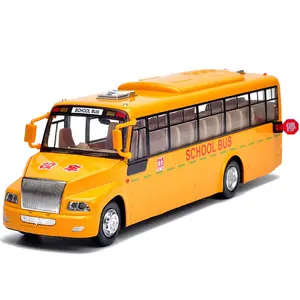 Top 1/32 mobil Bus sekolah Model Diecast, lampu Bus simulasi tinggi logam paduan untuk hadiah anak-anak