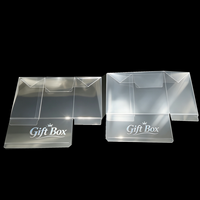 Boîte carrée transparente en PET avec logo personnalisé et fond à fermeture automatique, emballage cadeau élégant pour petits cadeaux
