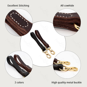 लक्जरी वास्तविक चमड़े की सेवा कुत्ते ने मजबूत पट्टा प्रशिक्षण पालतू पालतू जानवरों के कॉलर्स को लीश - Product Image 3