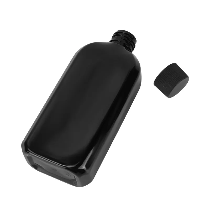 Frasco de loção cosmética personalizada para shampoo de plástico preto para animais de estimação 250ml