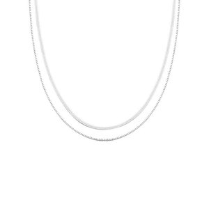 Nhà Máy Bán Buôn Bạc Đôi Vòng Cổ Unisex Phẳng Rắn Liên Kết Chuỗi Tôm Hùm Clasp Collares Đối Với Phụ Nữ Jewelry - Product Image 1