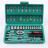 Kit d'assurance auto 46 pièces ménage 1/4 pouces outil matériel combinaison costume étui voiture moto clé à douille fabriqué CR-V