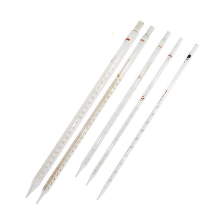 Стандартная пипетка со стеклянным кольцом, градуированная пипетка 1 мл 2 мл 5 мл 10 мл 25 мл 50 мл