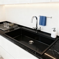 Évier de cuisine moderne fait main pour appartement, évier simple en acier inoxydable 304, montage en surface, double trou