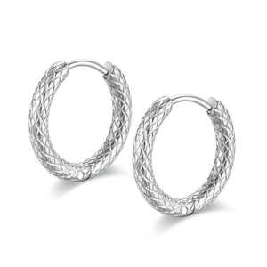 Textured Stainless Steel Huggie <b>Hoop</b> <b>Earrings</b> | PVD 18K GolD Plated With <b>Hinge</b> Closure | Waterproof,Hypoallergenic & Non-Fading - Product Image 1