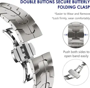 CAOWTAN pulsera sin huecos para <span class=keywords><strong>Samsung</strong></span> <span class=keywords><strong>Galaxy</strong></span> <span class=keywords><strong>Watch</strong></span> 4 <span class=keywords><strong>5</strong></span> 6 Classic 47mm 46mm 45mm Color titanio correa de acero inoxidable 40 44mm banda - Product Image 4