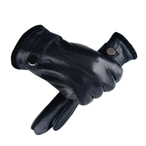 Găng Tay Da Cừu Thật Cho Nam Mùa Đông Màu Xanh Dương Cognac Màu Nâu Đen Lót Len Lông Cừu Có Cổ Tay Áo Pha Len - Product Image 5