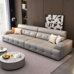 Leather <b>Sofa</b> Set One Line Tufted Modern Minimalist Living Room Furniture - Product Image 4