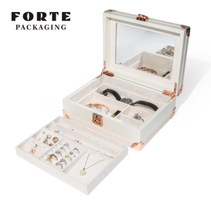 FORTE Luxury Portable Jewelry Organizer Rectangle PU Storage Case Travel <b>Gifts</b> Jewellery <b>Boxes</b> for Women - Product Image 4