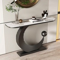Table d'entrée multifonctionnelle de style italien de luxe léger, plateau en dalle de pierre haut de gamme, design extrêmement étroit pour usage commercial