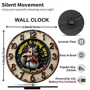 Round Wooden Wall <b>Clock</b> Vintage Numeral <b>Silent</b> Non Ticking Home Decor Hanging <b>Clock</b> 25Cm - Product Image 5
