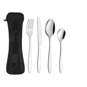 Ensemble de couverts réutilisables compacts en acier inoxydable : cuillère, fourchette, baguettes pour étudiants et navetteurs – Ustensiles métalliques durables - Product Image 3