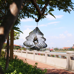 Reusable Christmas <b>Tree</b> Shape 3D Stainless Steel Metal Waterproof Hanging Wind Spinner Chime Indoor <b>Outdoor</b> Garden Yard Ornament - Product Image 2