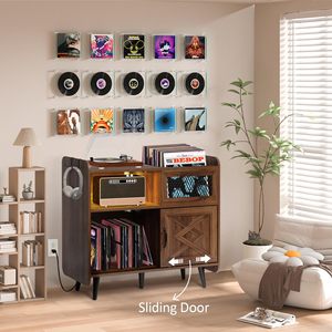 <span class=keywords><strong>Meuble</strong></span> de salon moderne avec grand support pour tourne-disque et armoire de rangement, pieds en bois de hêtre - Product Image 4