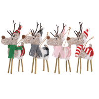 Ornements suspendus en tissu rustique en forme de rennes avec bonnets et écharpes tricotés pour sapin de Noël, couronne, décoration de table, vente en gros pour les fêtes