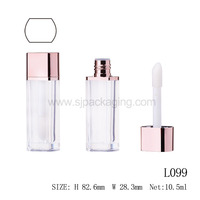 Forme unique bouteille en PETG tube de brillant à lèvres fond de teint liquide vide bouteille de brillant à lèvres avec grand pinceau personnalisé 10ml