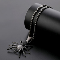 Collier en corde personnalisé tendance hip-hop pour homme avec pendentif araignée entièrement serti de zirconias de qualité supérieure