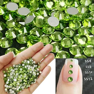 Yantuo 도매 SS20 페리도트 플랫백 비 핫 픽스 크리스탈 네일 아트 용 고품질 유리 모조 다이아몬드