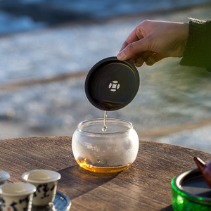 Round Glass <b>Tea</b> Wash Container With Lid Heat Resisting For Kung Fu <b>Tea</b> <b>Set</b> - Product Image 3
