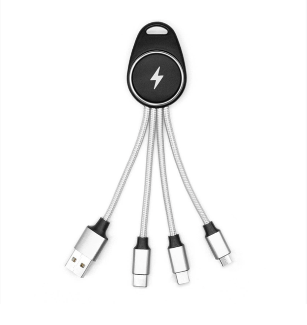 Wholesale Nice Business Gift Custom Shinning Glow Light Logo Multiple 3 4 5 in 1 Usb Charge Cable Charging Cable Keychain
