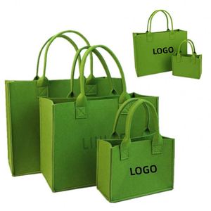 Bolsa de Fieltro Verde Aguacate con Impresión Personalizada de Moda al por Mayor de Fábrica, Bolsa de Compras de Fieltro de Gran Capacidad - Product Image 3