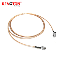 Kabel Jumper RG316 Rakitan Pigtail 1M dengan Konektor QMA Male Plug Macho ke QMA Plug 90 Derajat Sudut Kanan (RA Elbow) untuk Perakitan Kabel Jumper Rohs