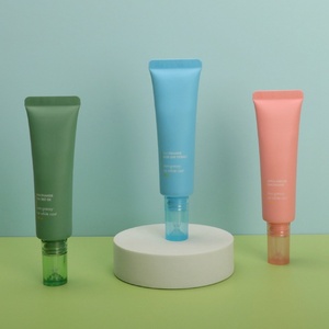 Tube de crème pour les yeux en plastique mat pour emballage cosmétique, imprimé offset avec bouchon compte-gouttes brillant transparent - Product Image 2