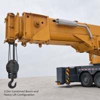 Grue tout-terrain d'occasion XCA200 200t, flèche télescopique 88m, hauteur de levage 115m, équipement de levage lourd pour projets mondiaux