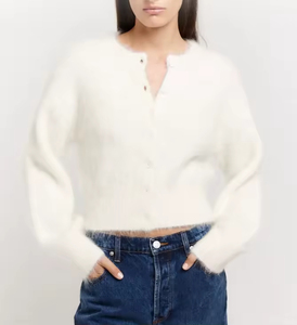 Fabricant de cardigans OEM ODM, cardigan en <span class=keywords><strong>laine</strong></span> d'<span class=keywords><strong>alpaga</strong></span> tricoté sur mesure, cardigan en tricot brossé <span class=keywords><strong>pour</strong></span> femmes - Product Image 1
