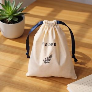 Bolsa de Lona Gruesa con Cordón para Perfumes y Aceites Esenciales, Bolsa Pequeña de Algodón Beige para Regalos y Joyería - Product Image 5