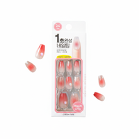 Faux ongles à presser Ring Ring Coffin, certifiés CE, 24 pièces, longueur moyenne, qualité professionnelle pour salon, design K-Beauty, manucure