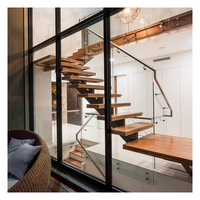 Escalier droit en bois, en marbre, avec un design minimaliste et des marches antidérapantes, facile à installer