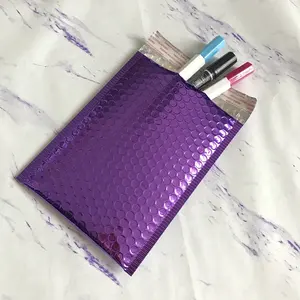 Bolsa metálica poly roxa personalizada, bolsa para caneta